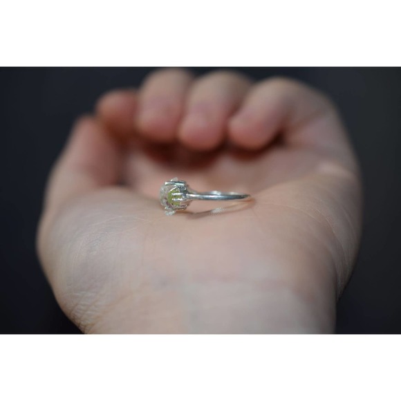 Peridot Ring Herkimer Rustic dainty unique alternative simple boho natur… - Picture 6 of 8